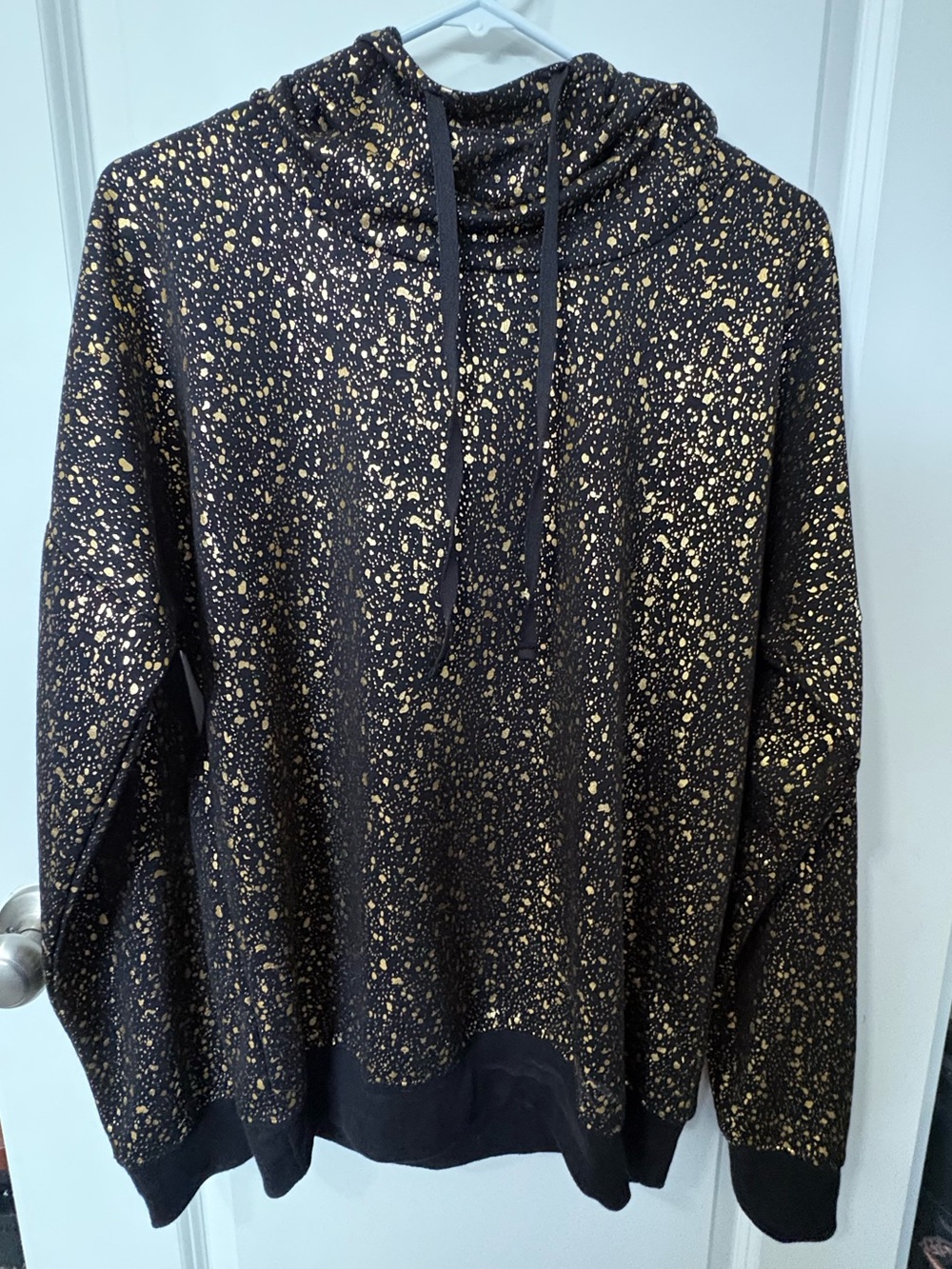 Material Girl Black Hoodie Sweater with Gold Speckle